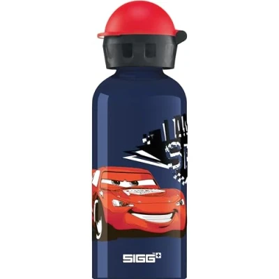 Abbildung von SIGG Alu Trinkflasche Kinder KBT Disney Cars Auslaufsicher &amp; Bruchsicher Federleicht BPA frei Klimaneutral Zertifiziert Sport Schule Dunkelblau Rot 0,4L