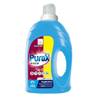 Abbildung von PUROX COLOR Konzentrat Gel (143 Waschladungen) Waschmittel für farbige Textilien, entfernt Flecken, vollständig ausspülbar, umweltfreundlich, kalkschutz, 4,3 l