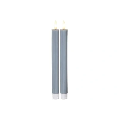 Abbildung von LED Kerze Flamme Stripe, blau, 25 cm, Wachs Batterie 2er Set