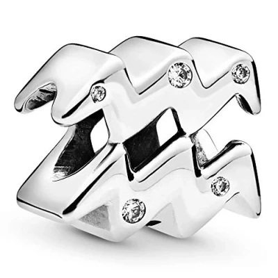Abbildung von Pandora Sparkling Aquarius Zodiac Charm, Damen, Größe: One Size, Sterling silver