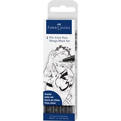 Abbildung von Faber Castell 167132 Tuschestift PITT artist pen Manga Black Set 4er Packung