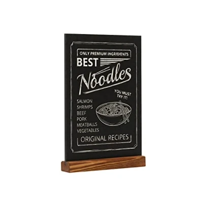 Abbildung von EUROPEL Kreidetafel Tischaufsteller, A4, Hochformat, Sockel aus Kiefernholz mit natürlichem Finish, doppelseitig, für wasserbasierte Marker, Restaurants, Hotels, Konferenzen, Festivals