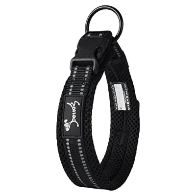 Abbildung von PETTOM Hundehalsband Verstellbare Nylon Hunde Halsband Atmungsaktives Reflektierend (Schwarz XS)