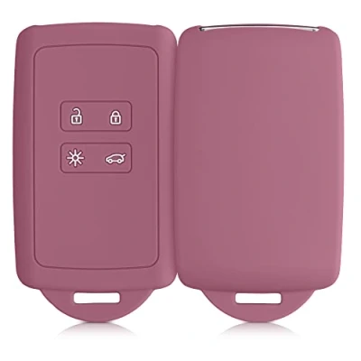 Abbildung von kwmobile Autoschlüssel Hülle kompatibel mit Renault 4 Tasten Smartkey (nur Keyless Go) Silikon Schutzhülle Schlüsselhülle Cover in Dark Rose