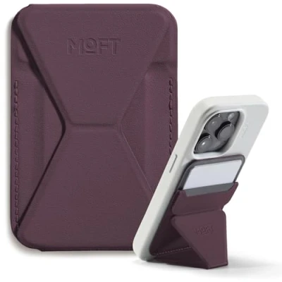 Abbildung von MOFT MagSafe Wallet Ständer für iPhone 16/15/14/13/12 Serie Kompatibel mit MagSafe, MOVAS Vegan Leder Magnetischer Handyständer 3 Betrachtungswinkeln, 2 Kartenhalter (BlackBerry)