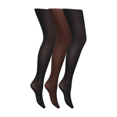 Abbildung von Dim 3er Pack Blickdichte Samtstrumpfhose Comfort Feinstrumpfhose Damen, Schwarz/Braun, L XL