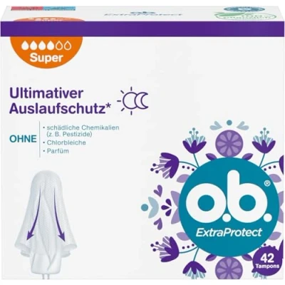 Abbildung von o.b. ExtraProtect Super, Tampons für starke Tage mit Dynamic Fit Technologie &amp; extra Schutzflügeln, ultimativen Auslaufschutz* (1 x 42 Stück)