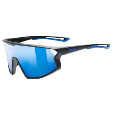 Abbildung von Uvex skyryse Sportbrille für Damen und Herren starker Schutz vor Sonnenstrahlung direkte Rahmenbelüftung black matt/blue mirror one size
