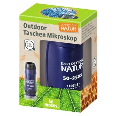 Abbildung von moses. Expedition Natur Outdoor Taschen Mikroskop tragbares für Kinder mit 50 250x Vergrößerung, LED Licht, Kompakt und Leicht, Perfekt Entdeckungen