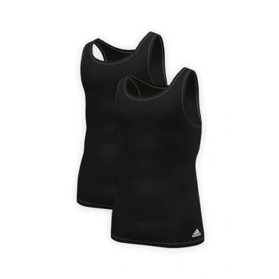 Abbildung von adidas Sportswear Cotton Stretch 3 Stripes TANK TOP 2 PACK Unterhemd/shirt, Herren, Größe: Large, Black