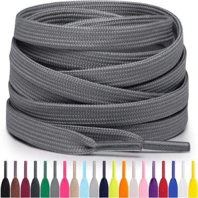 Abbildung von Miscly Flache Schnürsenkel, in verschiedenen Längen und Farben erhältlich (91 cm, Grau)