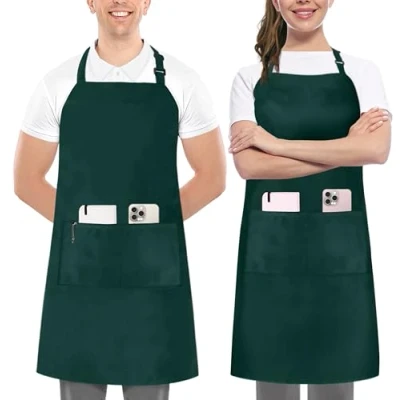 Abbildung von Utopia Kitchen 2 Pack verstellbare Latzschürze für Männer und Frauen mit geräumigen Taschen Schürzen Köche BBQ Malerei Backen Kochen Grun