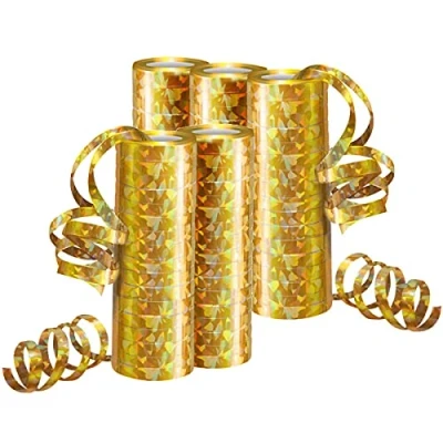 Abbildung von Luftschlangen Metallic Gold, Party Deko 5 Rollen mit 18 Glitzernden für Geburtstag 5STK