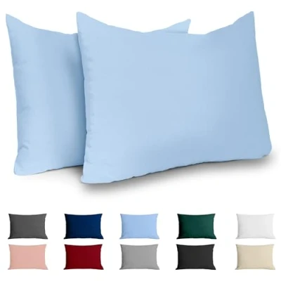 Abbildung von Kissenbezug 40x60 Baumwolle Renforcé (2er Set) Hellblau Dicht gewebt mit 57 Fäden/cm² 40 x 60 Oeko Tex Zertifiziert Dreamzie