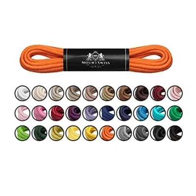 Abbildung von Mount Swiss Luxury Schuhbänder I Wasserabweisende und reißfeste Schnürsenkel rund ø 2 3 mm aus feiner Baumwolle/gewachst Farbe: orange, Länge: 80 cm