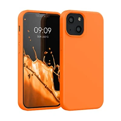 Abbildung von kwmobile Handyhülle für iPhone 13 mini Hülle, Case Hülle Silikon kabelloses Laden Fruity Orange