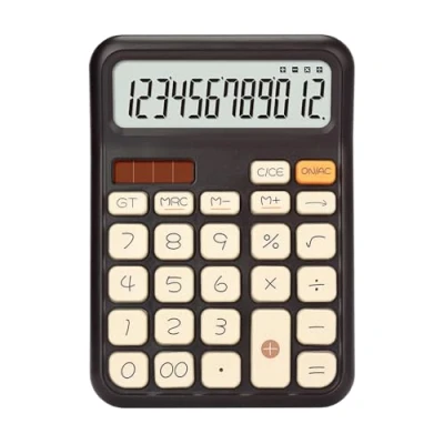 Abbildung von OSALO Taschenrechner, Tischrechner mit 12 stelliger Extra Großes LCD Display, Standard Funktion für Büro, Zuhause und Schule, Tischtaschenrechner große Tasten, Braun（OS A7）