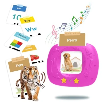 Abbildung von HOMESTEC Lernkarten Set für Kinder 2 4 Jahre Spanische Sprechende mit Geräuschen, 288 Wörter 144 Karten, Sprachlernspielzeug Spielzeug Geschenkidee Jungen &amp; Mädchen