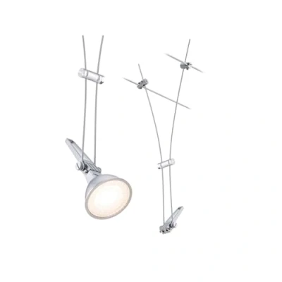 Abbildung von Paulmann 94487 CorDuo Seilsytem Einzelspot Comet DC 12V max. 50 Watt erweiterbar Chrom matt Drahtseil Metall GU5,3 Drahtseilsystem ohne Leuchtmittel