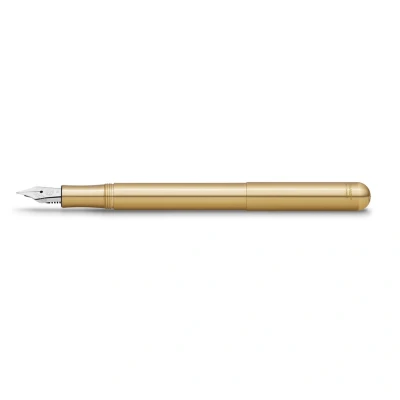 Abbildung von Kaweco LILIPUT Füllhalter Messing (Eco) I Exklusiver Füllfederhalter für Tintenpatronen inklusive Retro Metallbox Füller 12,5 cm Federbreite: B (Breit)