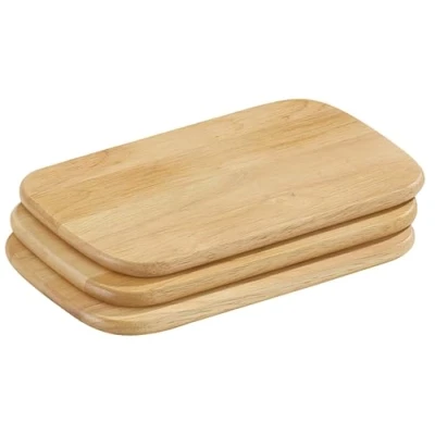 Abbildung von Zassenhaus Frühstücksbrettchen Holz 3er Set aus nachhaltigem Gummibaum Brotzeitbrett pflegeleicht robust 22 x 15 cm, H: 1cm