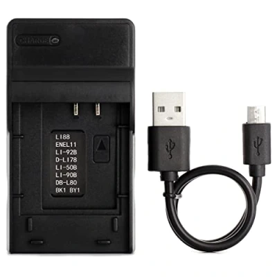 Abbildung von NP BK1 USB Ladegerät für Sony Cyber Shot DSC S750, S780, S950, S980, W180, W190, W370, MHS PM5, Webbie HD, PM1 Kamera und Mehr