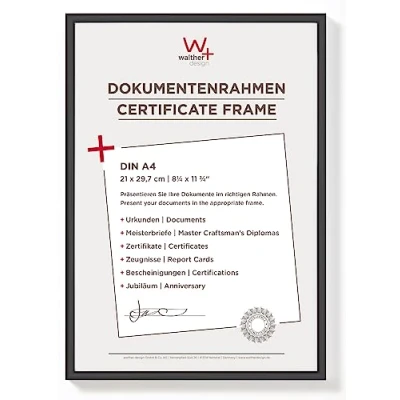 Abbildung von walther design Bilderrahmen schwarz 21 x 29,7 cm (DIN A4) New Lifestyle Kunststoffrahmen KV130B