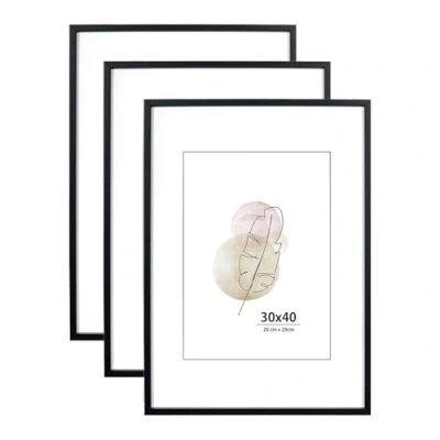 Abbildung von KAIWIN Bilderrahmen 30x40 cm Schwarz Holz Fotorahmen 3er Set Holzrrahmen mit Passepartout zum aufhängen Benutzt für Wohnzimmer, Schlafzimmer, Arbeitszimmer, Fotos, Kunstwerke und Poster