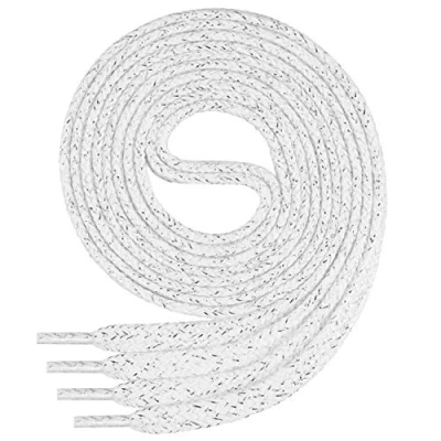 Abbildung von Di Ficchiano 1Paar flache SCHNÜRSENKEL aus 100% Baumwolle für Sneaker Sportschuhe sehr reißfest ca. 7 mm breit Schuhbänder weißsilber Schuhriemen Farbe: white/silver 120cm