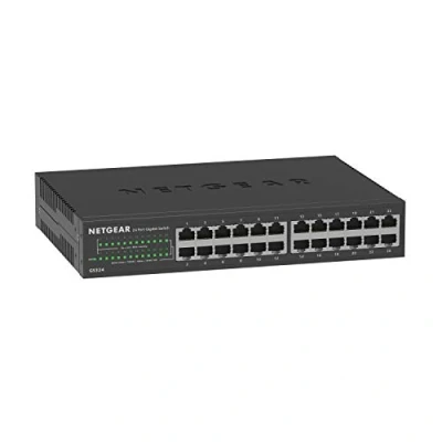 Abbildung von Netgear GS324 Switch 24 Port Gigabit Ethernet LAN (Plug and Play Netzwerk Switch, lüfterlos, 19 Zoll Rack Montage, robustes Metallgehäuse), Schwarz