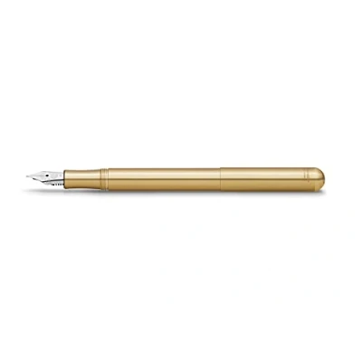 Abbildung von Kaweco LILIPUT Füllhalter Messing (Eco) I Exklusiver Füllfederhalter für Tintenpatronen inklusive Retro Metallbox Füller 12,5 cm Federbreite: M (Medium)