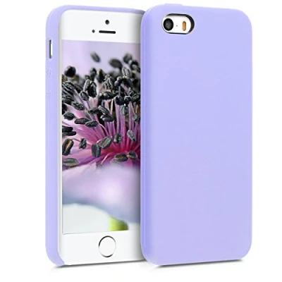Abbildung von kwmobile Hülle kompatibel mit Apple iPhone SE (1.Gen 2016) / 5 5S Silikon Handy Case Handyhülle weiche Oberfläche kabelloses Laden Lavendel
