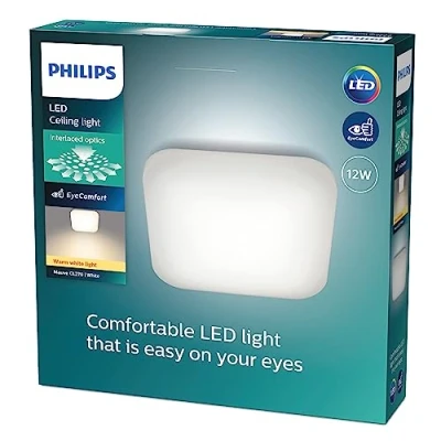 Abbildung von PHILIPS myLiving Mauve LED Deckenleuchte (12 W), Leuchte mit warmweißem Licht, energiesparende Raumbeleuchtung EyeComfort, weiß