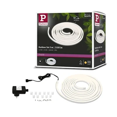 Abbildung von Paulmann 78906 LED Stripe Set Outdoor SimpLED 5m Warmweiß incl. 1x20 Watt Strip Weiß Lichtband Kunststoff Lichtstreifen 3000 K