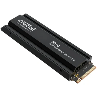 Abbildung von Crucial P310 SSD 2TB PCIe Gen4 NVMe M.2 Interne PS5 Festplatte mit Kühlkörper, bis 7100 MB/s, Gaming für PS5, Desktop PC, CT2000P310SSD5 01