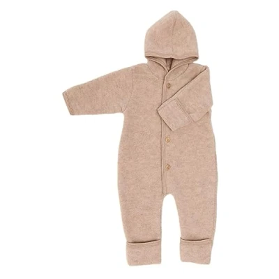 Abbildung von Engel Overall mit Kapuze, 100% Schurwolle Fleece, Natur, Gr. 50/56 86/92, 4 Farben (Sand melange, 74 80)