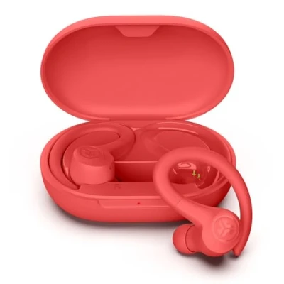 Abbildung von JLab Go Air Sport+ Kopfhörer Bluetooth, Sportkopfhörer 35+ Std., True Wireless In Ear kabellos für Läufer, Joggen, IP55 schweißresistent, USB C Ladecase, Be Aware Modus, Korallenrot