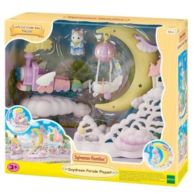 Abbildung von Sylvanian Families 5816 Magisches Luftschiff mit Figur, Spielset Tierfigur, Katzen Spielfigur, Spielzeug für Kinder ab 3 Jahren