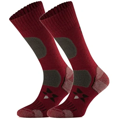 Abbildung von TODO BP Medium Dicke Wandersocken 34% Merino Wolle Herren und Damen. Socken für Outdoor, Hiking, Wandern, Camping, zum Wald, Bergsocken (39 42, Rotwein)