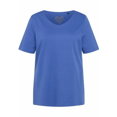 Abbildung von Ulla Popken Ronde HALS Tshirt basic, Damen, Größe: 50/52, Blue