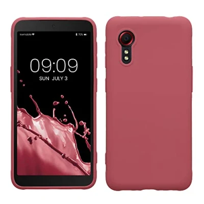 Abbildung von kwmobile Hülle kompatibel mit Samsung Galaxy Xcover 5 weiches TPU Silikon Case Cover geeignet für kabelloses Laden Dark Rose