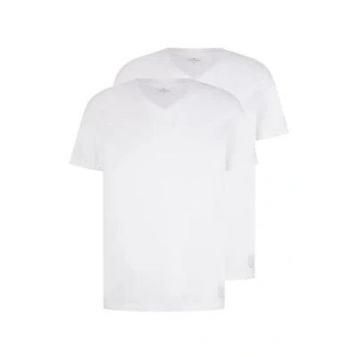 Abbildung von TOM TAILOR Herren T Shirt mit V Ausschnitt im Doppelpack, 20000 White, XXL