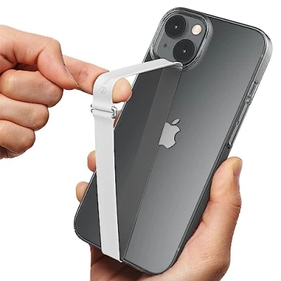 Abbildung von Sinjimoru Silikon Handy Halterung für Finger mit Clip, Fingerhalter Handyhülle iPhone Phone Strap Fingerhalterung &amp; Android. Sinji Loop Clip 210 Weiß