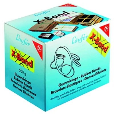 Abbildung von Läufer 59082 Rondella x Band, elastische Kreuzbänder, Gummibänder 100 11mm, Durchmesser 65 mm, 500g Schachtel, Gummiband bunt sortiert