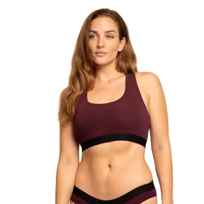 Abbildung von DANISH ENDURANCE Damen Cotton Bralette BH, Weiche Bio Baumwolle, 1er und 3er Pack, BHS ohne Bügel, bequem, angenhmer Halt (Weinrot, Small)
