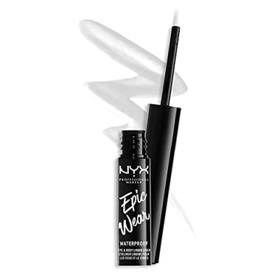 Abbildung von NYX Professional Makeup Epic Wear Semi Permanent Liquid Liner, Langlebig, Wasserfest, Eyeliner und Body Art für Gesicht Körper, Mattes Finish, Farbe: Weiß