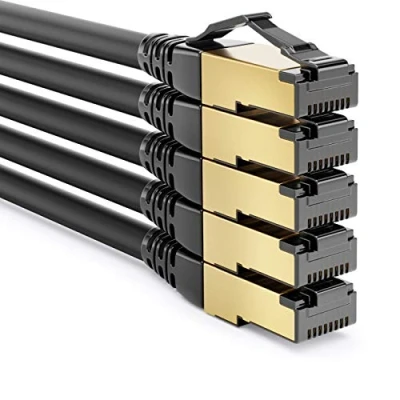 Abbildung von deleyCON 5x 2m CAT8.1 Patchkabel Netzwerkkabel Datenkabel S/FTP PIMF 2000 MHz 40 Gbit RJ45 LAN DSL Kabel CAT.8 Ethernet Stecker Schwarz