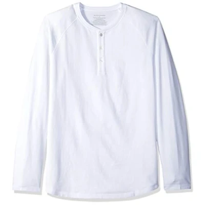 Abbildung von Amazon Essentials Herren Henley Shirt mit Langen Ärmeln und normaler Passform (erhältlich in Big &amp; Tall), Weiß, S