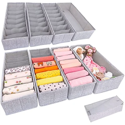 Abbildung von SIMPLE JOY® HEMNES DOUBLE Organizer für ikea Doppelkommode; DAS ORIGINAL; passgenau; Stabiler Boden; Schubladen Ordnungssystem Wickelbedarf, Babykleidung, Socken; 8er Set