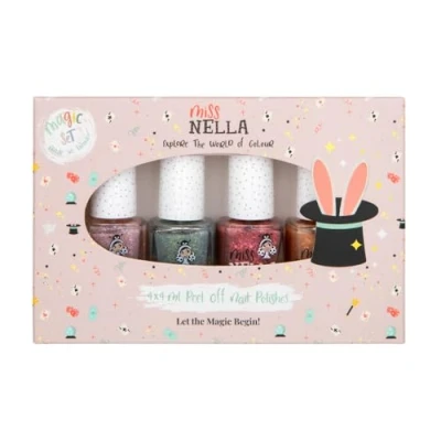Abbildung von Miss Nella magische Sammlung Glitzer Nagellack 4er Set: rosa, rot Gold &amp; blau, abziehbarer speziell für Kinder, Peel Off Formel, ungiftig, wasserbasiert und geruchsneutral